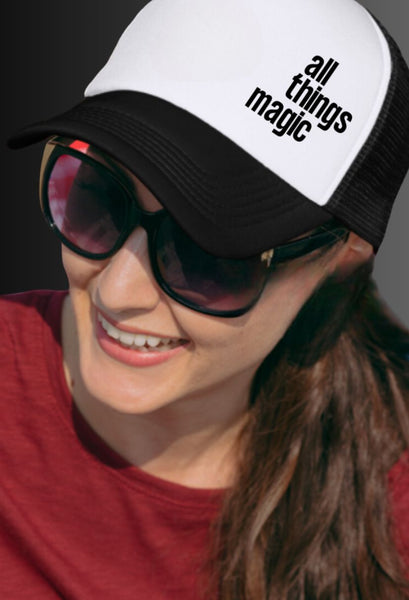 All Things Magic Trucker Hat Side Logo